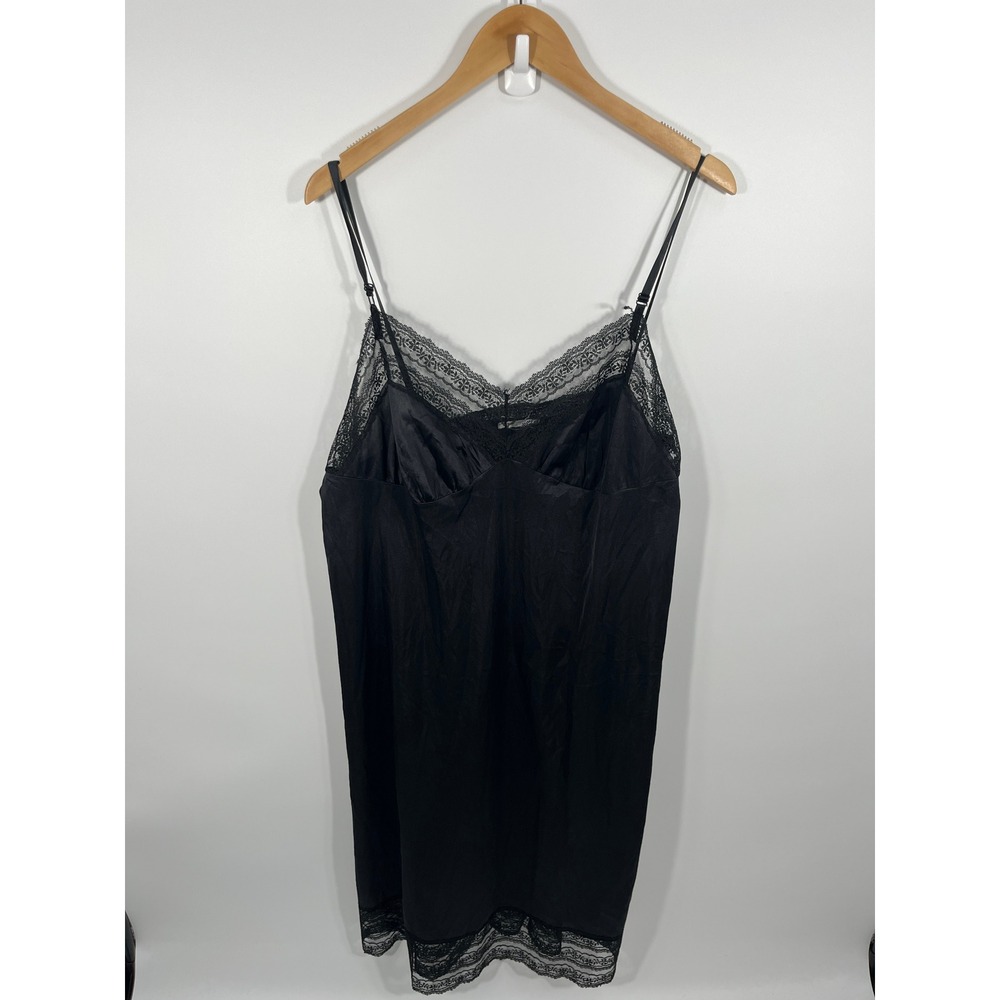 Women Babydoll Maxi Slip Dress XL Black Lace Dainty Feminine Romantic Dark Fairy